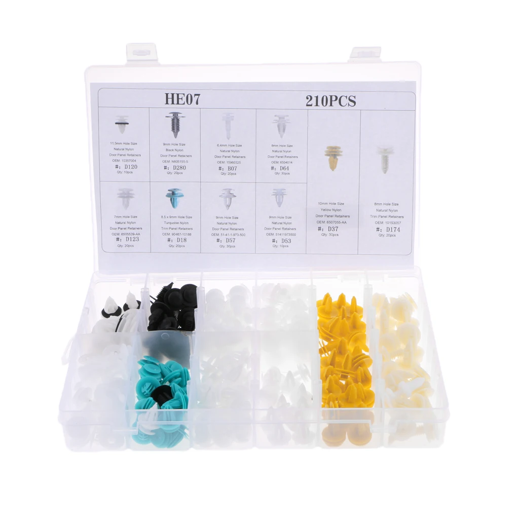 210 Piece Car Body Push Pin Rivet Trim Door Panel Moulding Repair Clips with Storage Case