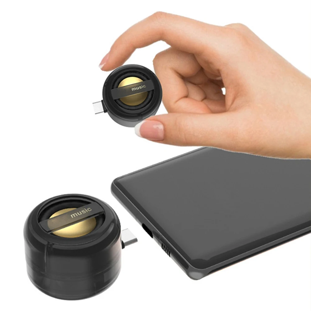 Type-C Mini Phone Speaker Portable Plug in Rechargeable w/ Clear Bass Speaker Universal for Cell Phone Compact portable speaker,mini bluetooth speaker,audio speaker,bass speaker