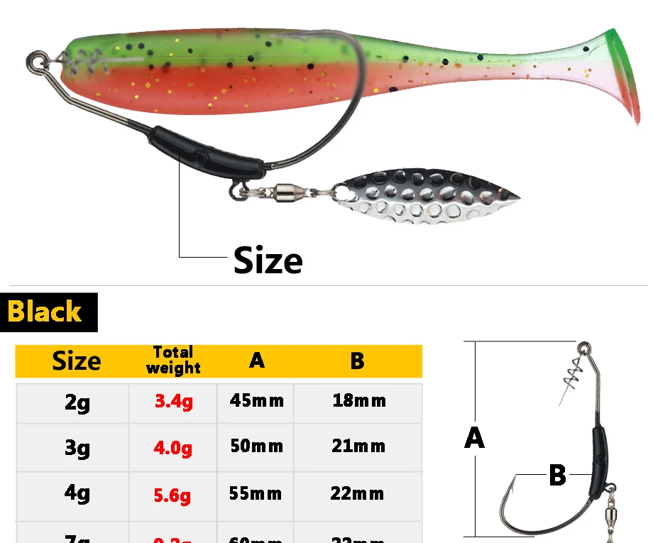 2 stücke Offset Angelhaken Gewichteten Kurbel Haken Mit Löffel pailletten Angelhaken Fisch Haken Fit für Texas Rigs Angelgerät – Detail 1