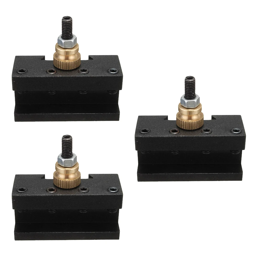 Turning Tool Post Holder Mini Lathe Quick Change Tool Post Holder( Iron+Brass/3Pack/Black )
