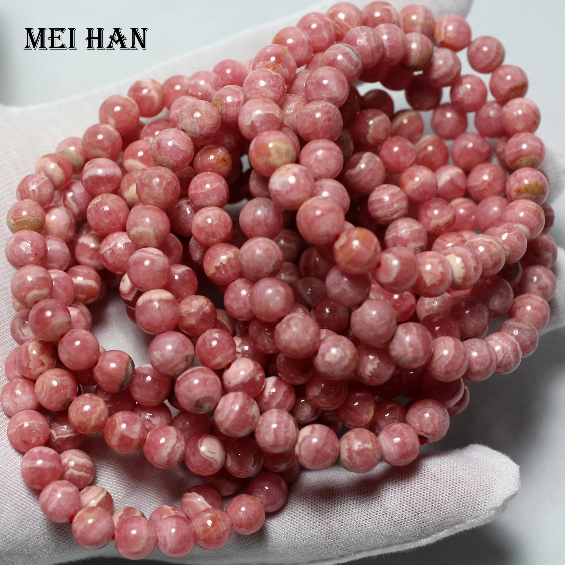 

Meihan (24beads/bracelet/18g) 7-7.8mm A+ natural rhodochrosite smooth round loose beads stone wholesale