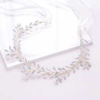 

FORSEVEN Wedding Jewelry Bride Headdress Crystal Silver Color Gold Color Headband Handmade Headpeice Rhinestone Tiara Garland