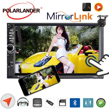 

Touch Mirror Link Screen 7inch Steering Wheel Bluetooth 2DIN MP5 Video Player+Rear Camera GPS Car Radio Mirror For Android Phone