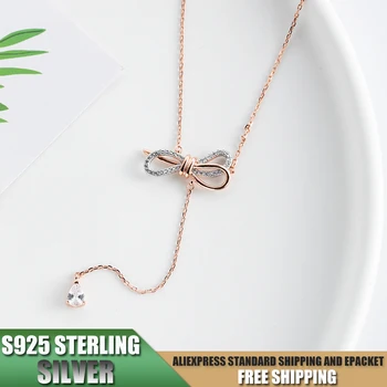 

Bow S925 Sterling Silver Chain Necklace for Women Necklace Korean Fashion Jewelry Accessories WholesaleA236