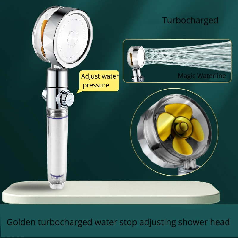 

Strong Pressurization Spray Nozzle Water Saving Rainfall 360 Degrees Rotating With Fan Washable Hand-held Filter Shower Head