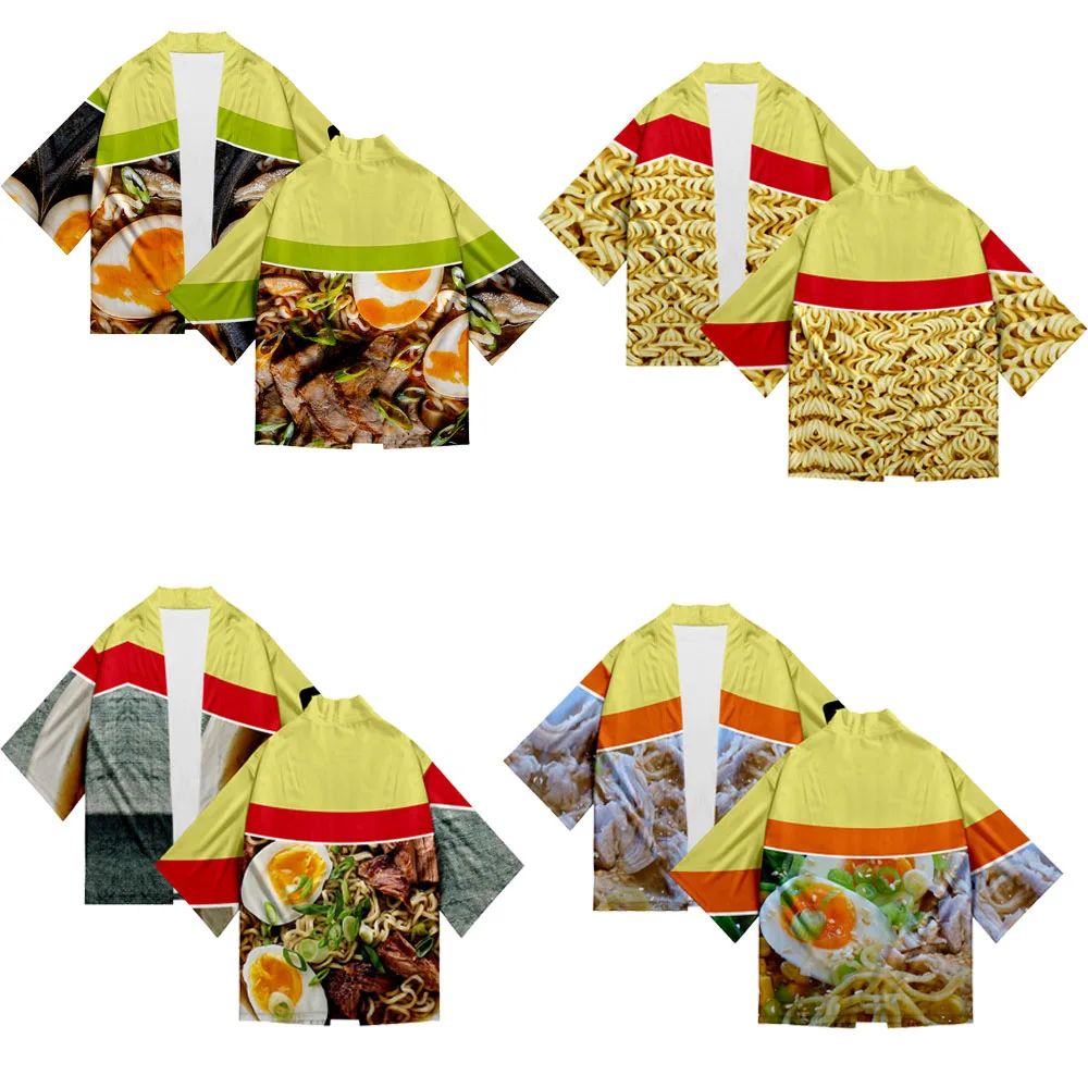 

Popular 3D Japanese Ramen Kimono T Shirts Men Women Tops Summer Harajuku Hip Hop Cardigan Casual Cool Boys Sun protection Shirt