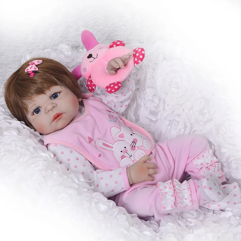 

Lifelike Silicone Reborn Baby Doll Menina 23 Inch Newborn Baby Dolls Full Vinyl Body Boneca Toddler Toys For Kids Playmates Gift