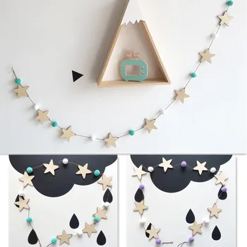 

Ins Hot Nodic Star String Ornaments Newborn Baby In The Crib Infant Room Wall Decor Photography Props Baby Bedroom Decor