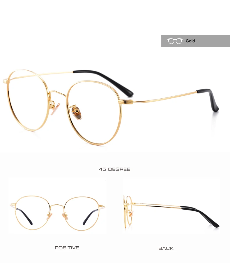 spectacles frame round glasses gold color optical eyewear frame Prescription eyeglasses computer glasses metal glasses frame
