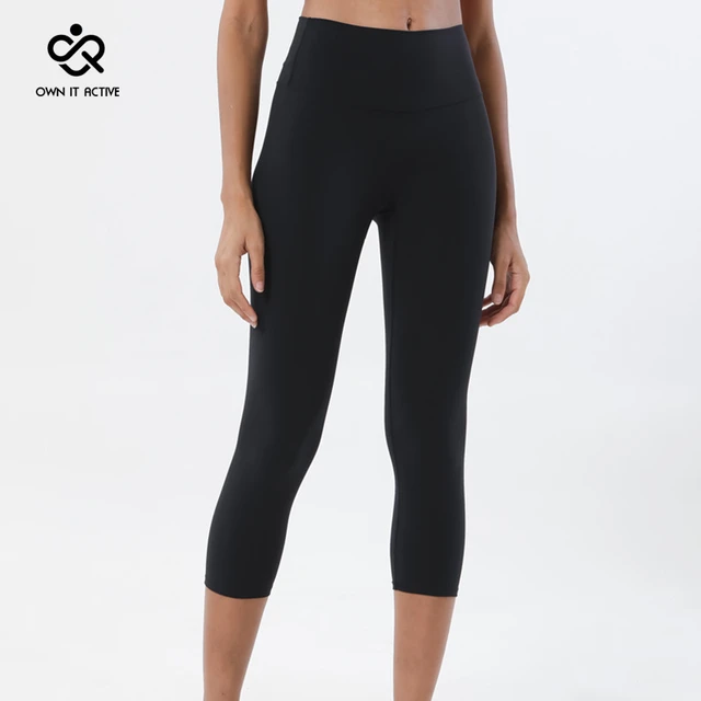 High Waist Sport Calf-Length Pants Women Crop Yoga Pants Nylon Gym