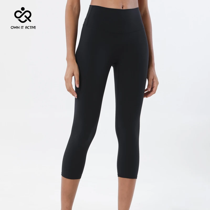 High Waist Sport Calf-Length Pants Women Crop Yoga Pants Nylon Gym Workout  Leggings Girls Fitness Running Tights