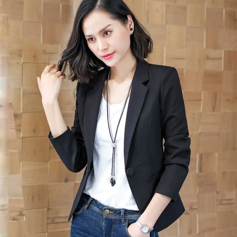 Fashion New Spring Autumn Blazers And Jackets Women Long Sleeve One Button Female Blazer Solid Coat Outerwear