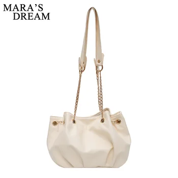 

Mara's Dream 2020 New Solid Color Fashion Autumn Ladies Soft Leather Messenger Bucket All-Match Shoulder Bag