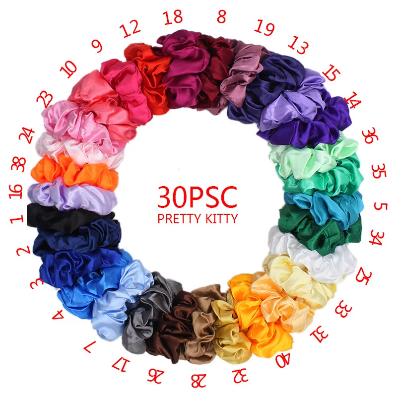 best hair clips 40PCS Silk Large Satin Hair Scrunchies Elastic Hair Bobbles Ponytail Holder Vintage Hair Ties Accessories for Women head wrap for women