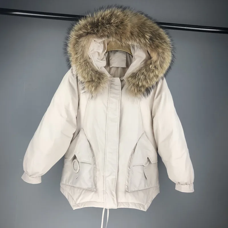 brown fur2 Большой натуральный мех енота воротник зимняя куртка женская ветрозащитная теплая верхняя одежда белый пуховик Свободный теплый пуховик - Цвет: brown fur2