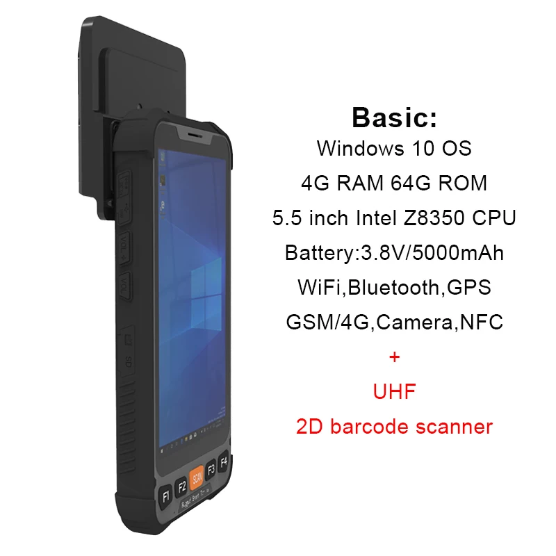 laser scanner 5.5 Inch Windows Rugged PDA With NFC Tags Reading  4G LTE UHF Reader 2D Scanner Charging Dock computer scanner Scanners