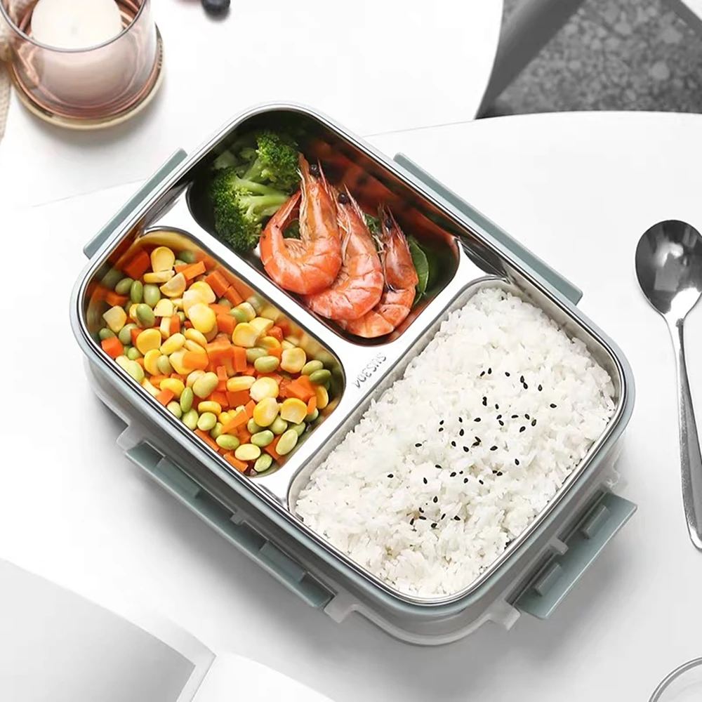Stainless Steel 304 Lunch Box With Spoon Leak-proof Lunch Bento Boxes Dinnerware Set Adult Children Food Container (12)