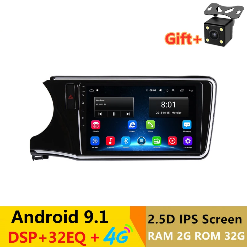 

10.1" 2.5D IPS 2G RAM 32G ROM Android Car DVD Video Player GPS For HONDA CITY 2014 2015 2016 2017 audio car radio stereo
