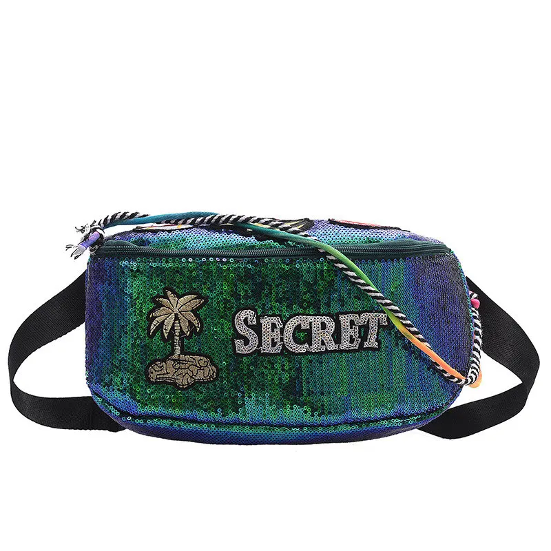

Chao Korean Version of The Street Fashion Chest Bag Ins Wild Sequins Diagonal Shoulder Bag 2019 New Pockets