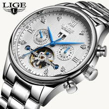LIGE2019 классические мужские часы Лидирующий бренд Роскошные деловые автоматические часы Tourbillon водонепроницаемые механические часы Relogio Masculino