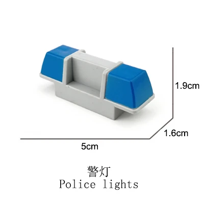 Duplo модель транспортного средства блоки светофоры знак конус забор принадлежности строительные блоки части DIY игрушки развивающие детские подарки - Цвет: police light-blue