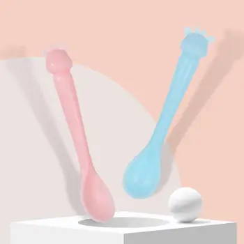 

2Pcs Baby Infant Cartoon Deer Silicone Soft Head Food Feeding Spoon Tableware