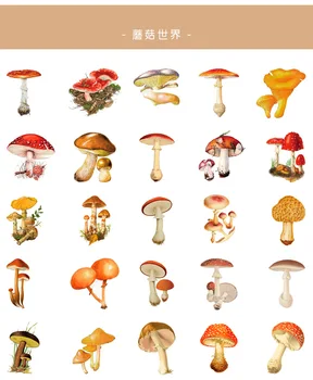 

50 pcs / box bright mushroom stickers cute decoration beautiful stickers diary album notebook cup DIY decoration stickers