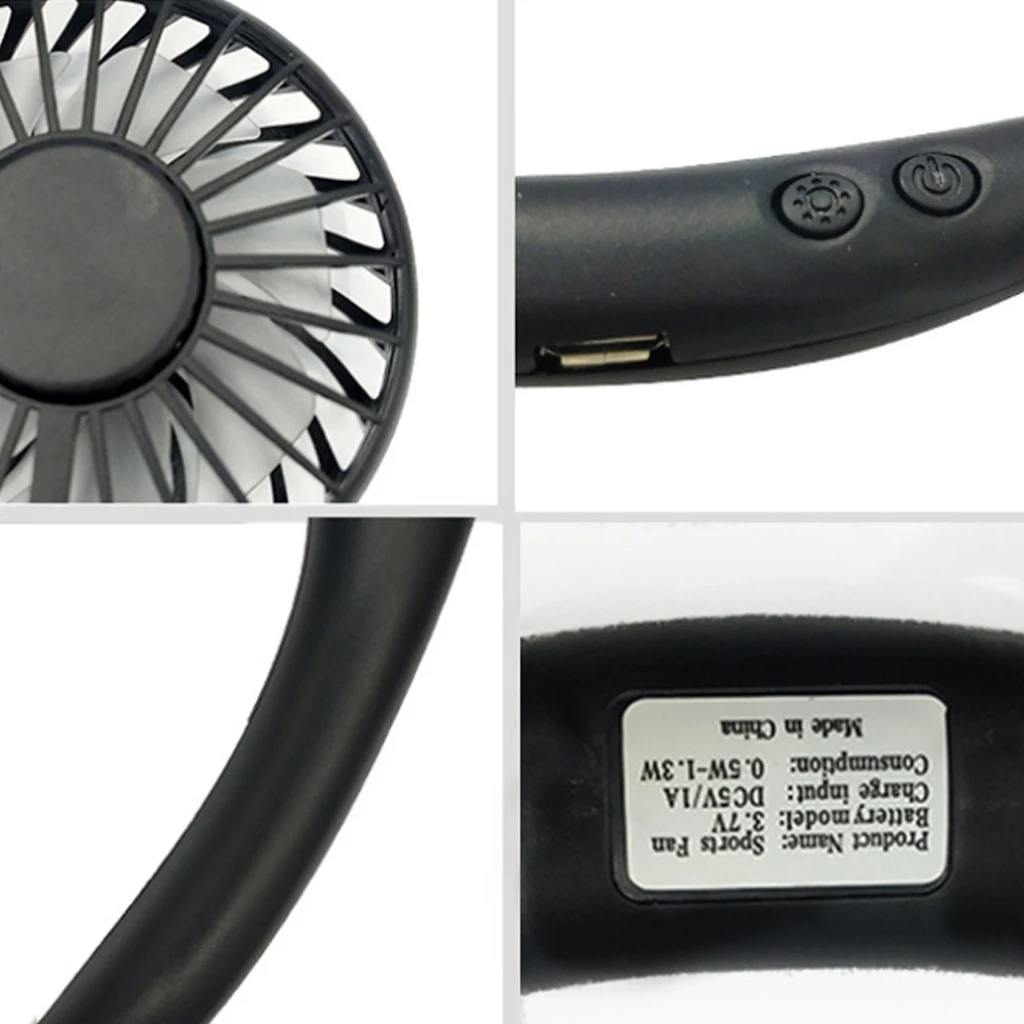 USB портативный вентилятор, без рук, для шеи, для подвешивания, зарядка через usb, мини портативный, спортивный вентилятор, 3 передачи, Usb, воздушные вентиляторы кондиционера с подсветкой
