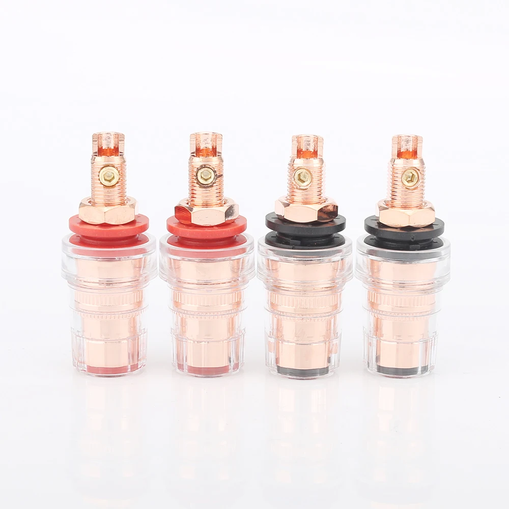 

4Pcs 99.9998 Red Purity Copper Binding Posts Speaker Connectors DIY Pure Copper Binding Post Speaker Panel