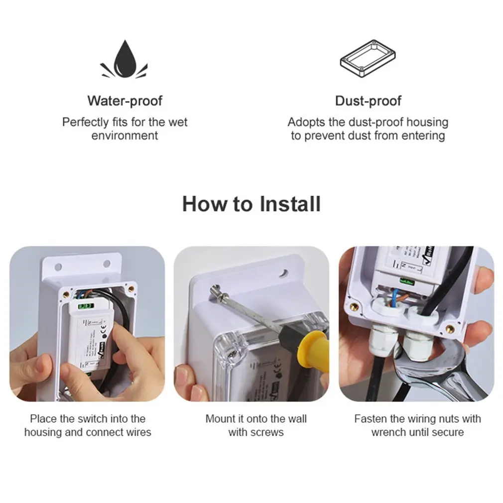 IP66 Waterproof Junction Box Waterproof Case Water-resistant Shell Support Sonoff Basic/RF/Dual/Pow for Xmas Tree Lights