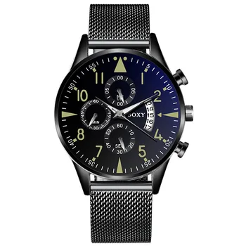 

Fashion Men's Date Leather Sport Quartz Noctilucent Wrist Watch Calendar Stainless Steel Watches Clock Relogio Masculino C013