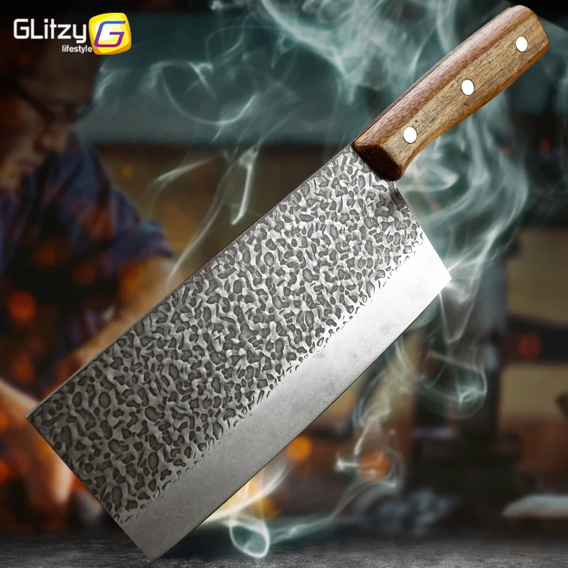 Ultra Sharp Meat Cleaver 7.5 Inch, Professional Chinese Chef's Knife Blade  2.2mm Thickness, Bone Chopping Butcher Knife for Home Kitchen & Restaurant