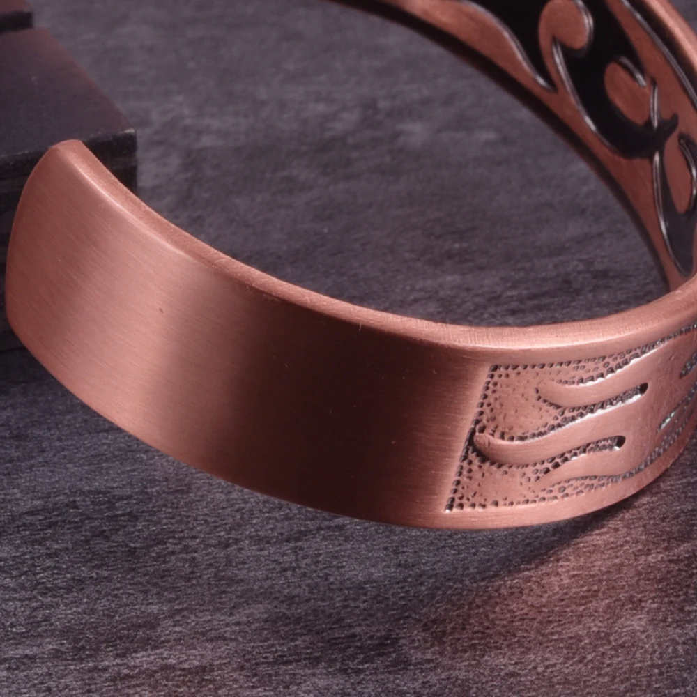 Copper Magnetic Bracelets Arthritis Health Energy Wristband Magnetic Bangles Homme Vintage Adjustable Cuff 14.5mm Wide Jewelry