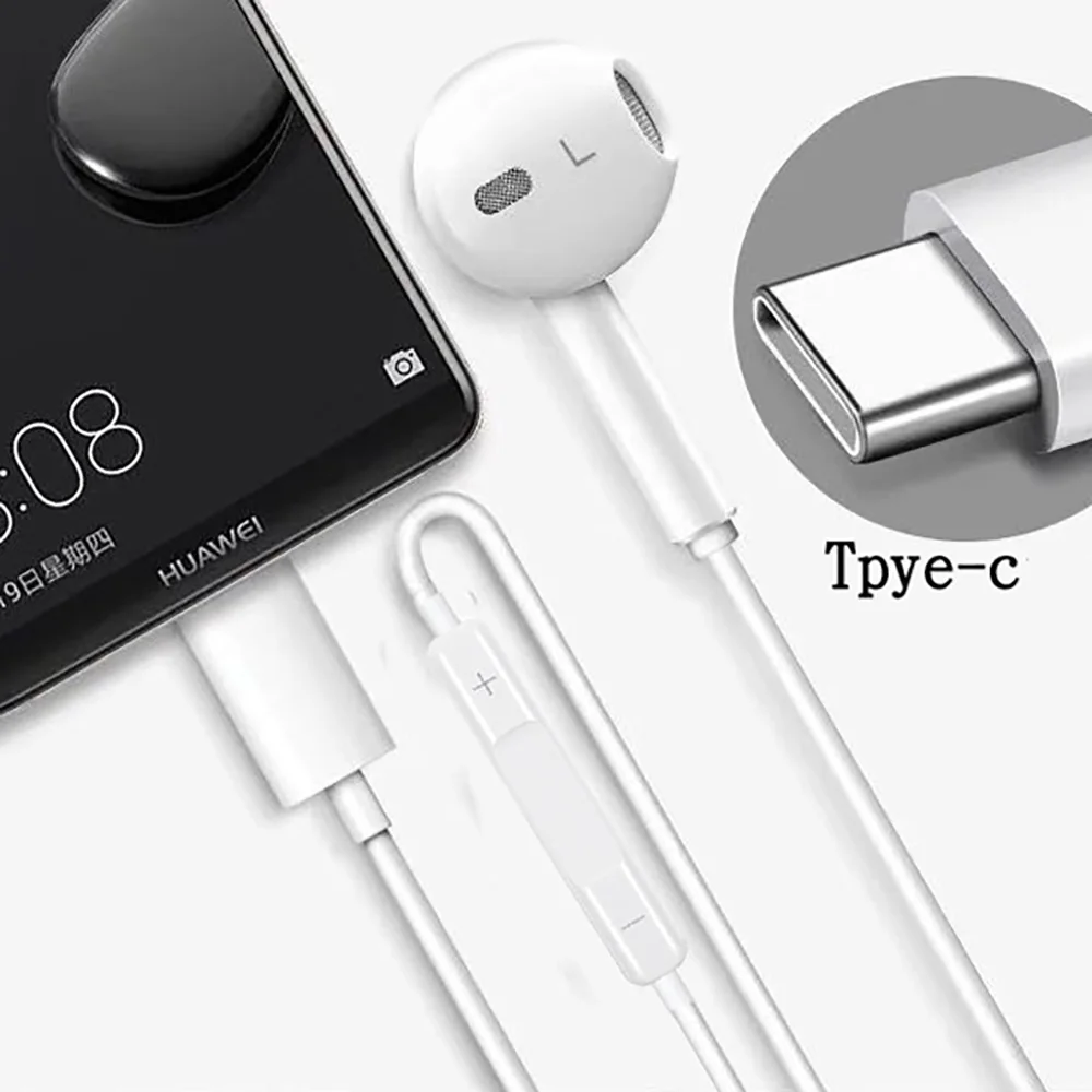 

USB Type/Tipe C jack Wired Earphone Stereo earbud Music in ear sports Headsets For huawei mate20 letv xiaomi Mi 6 8 9 Redmi 7