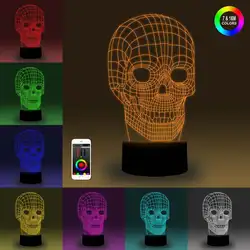 NiteApps 3D череп ночник настольная лампа Иллюзия подарок на день рождения приложение/сенсорное управление