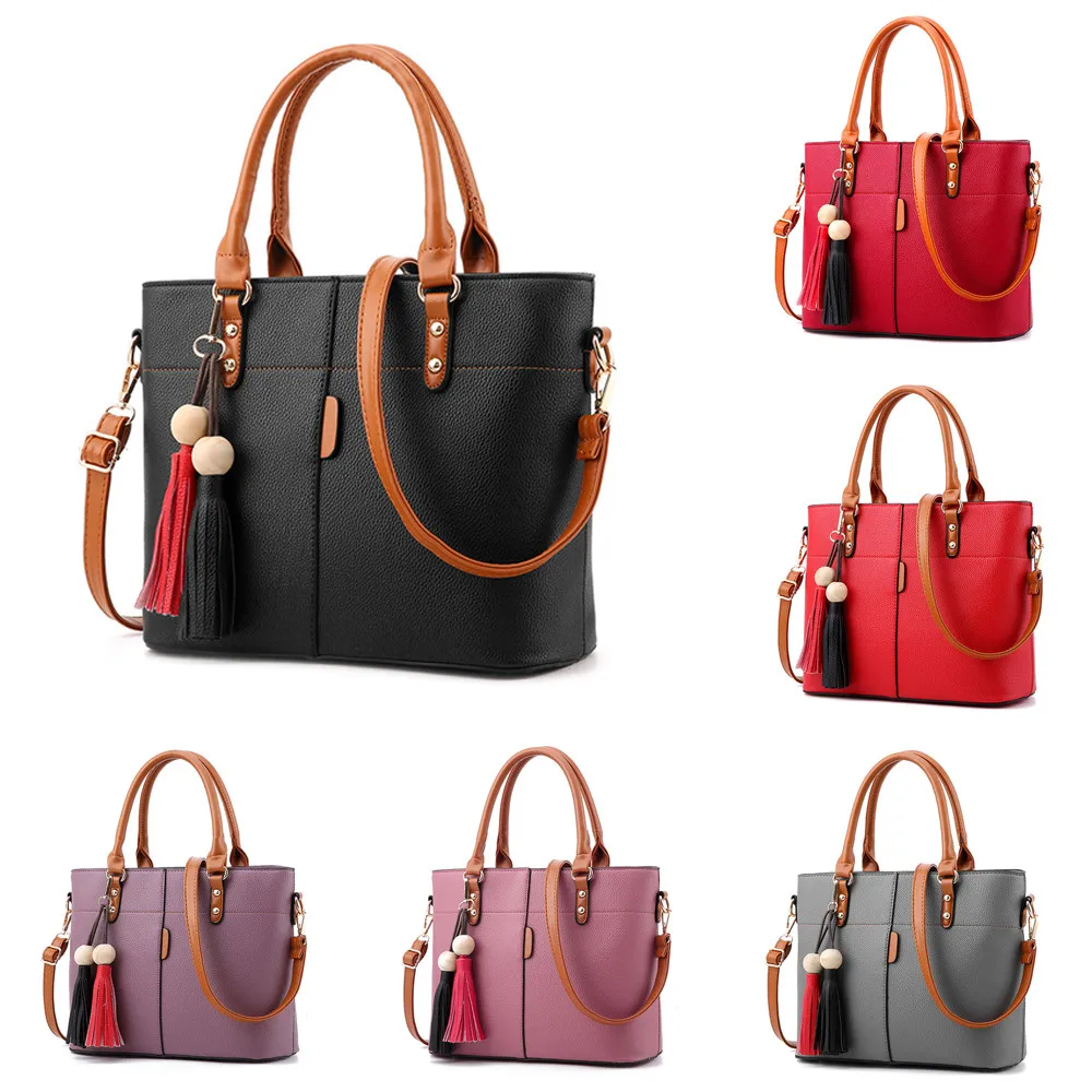 

Women Tassels Solid Color Crossbody Bag High capacity solid color Wild Shoulder Bag Messenger Bag bolsos grandes para mu#35