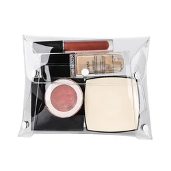 Transparent Women Cosmetic Bag Portable Travel Snap-Button Makeup Brush Storage Holder Waterproof Toiletry Bag Organizer Gift