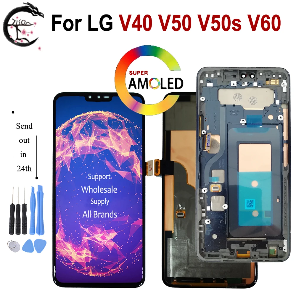 Super AMOLED для LG V40 ThinQ V50 V50s V60 5G дисплей с рамкой V405 V500 V510 V600 ЖК-экран сенсорный датчик
