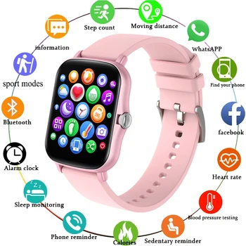 LIGE 2021 New Full touch Female Digital watch waterproof Sports suitable for Android IOS multifunction Electronic watch male+Box