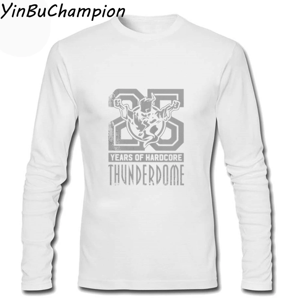 Thunderdome Hardcore футболка для мальчиков с длинным рукавом мужские футболки Camisetas Hombre Manga Corta крутая Мужская футболка с круглым вырезом Повседневная - Цвет: Белый
