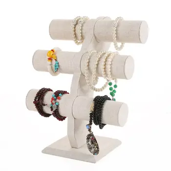 

Velvet T-Bar Bracelet Necklace Jewelry Display Stand for Home Organization
