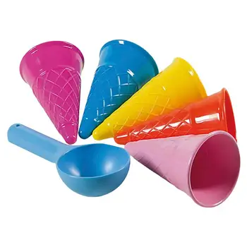 

1 Set of 6pcs Seaside Beach Toys Sand Ice Cream Cones and Scoop Outdoor Toys for Kids Children