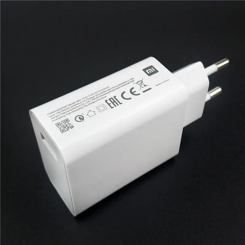 only eu charger Xiao mi redmi Note 8 pro зарядное устройство оригинальное 27 Вт usb pd кабель type-c адаптер турбо зарядки для mi 9T 9 A3 A2 mi x 3 max 3 redmi 8a k30 - Цвет: only eu charger