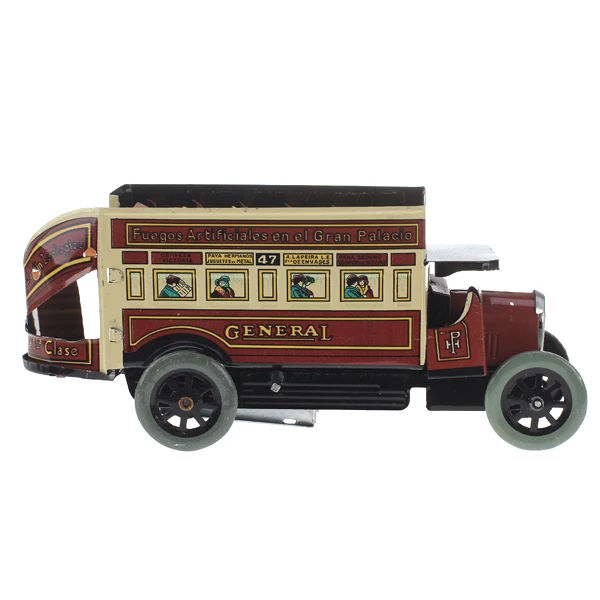 Wind Up Double Decker General Omnibus Bus Model Clockwork Tin Toy