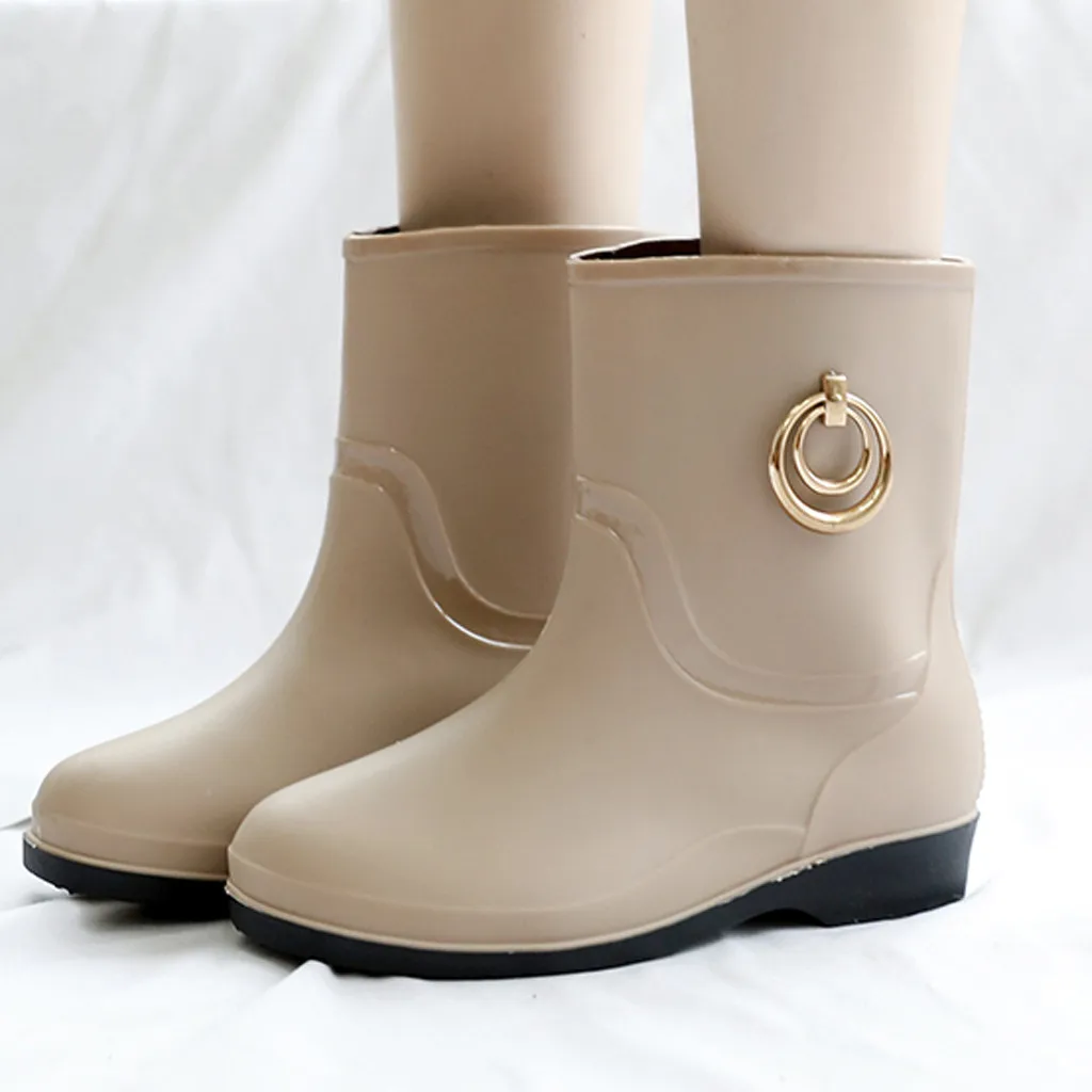 

Punk Style Mid-Calf Rain Boots Women Rubber Winter Warm Snow Boots Women's Non-Slip Rain Boots Outdoor Water Shoes Zapatos De #3