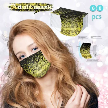 

Disposable Protective Masks Christmas Masks Adult Disposable 3 Layer Ply Meltblown Cloth Face Mask Gold Snowflake Mask Masque