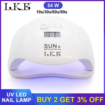 

LKE 54/36W 36 PCS LEDs SUNX 5 Dual UV LED Nail Lamp Nail Dryer SUN Light For Curing UV Gel Nail Polish With Sensor LCD Display