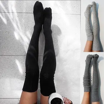 

Women Crochet Knitted stocking Leg Warmers Boot Cover Lace Trim Legging Socks Wool Warm Knit Over Knee Thigh High Stockings