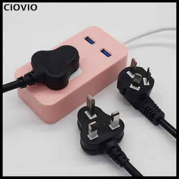 

Fast Charging 2 USB Ports Universal Power Strip Travel Portable Charger Extension Cord Socket US Plug with UK AU EU Adapter