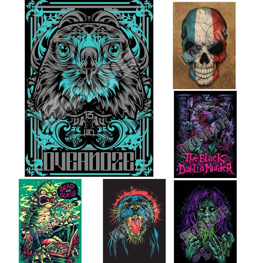 Tattoo heavy metal rock band posters wall sticker 30X42 CM nostalgia retro kraft paper HD Inkjet printing art halloween decor E | Дом и сад